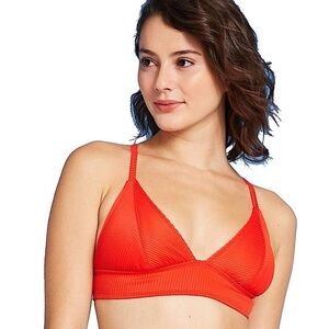 Xhilaration Red Ribbed Bikini Top